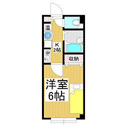 アパーテル南石堂C・D 1Kの間取図画像