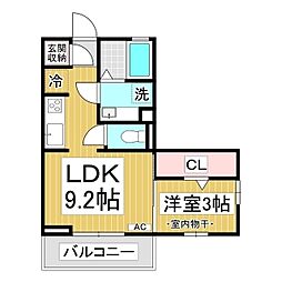 プレジール高田 1LDKの間取図画像