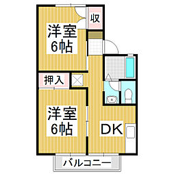 桜ケ丘コートヴィレッジB棟 2DKの間取図画像