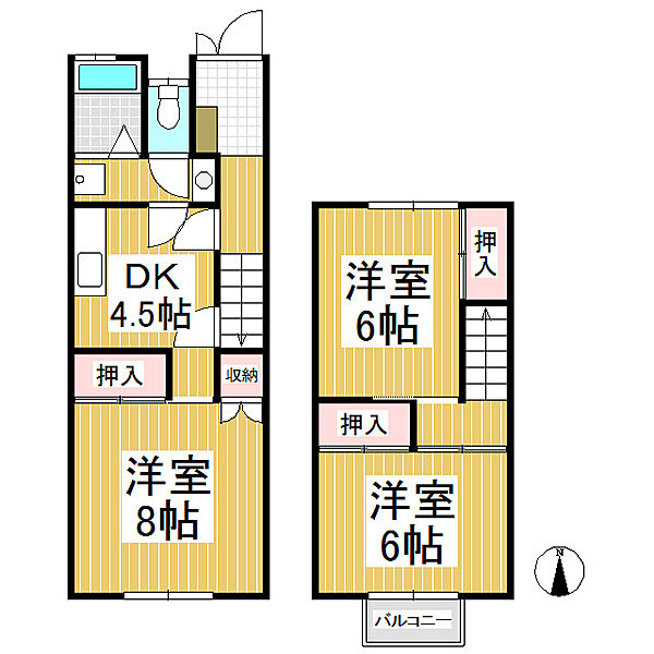 ニューハイツアオキ ｜長野県長野市稲里町中央4丁目(賃貸テラスハウス3DK・1階・61.00㎡)の写真 その2