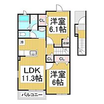 長野県長野市篠ノ井塩崎（賃貸アパート2LDK・2階・57.07㎡） その2