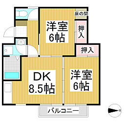 ハイツ丹波島1 2LDKの間取図画像