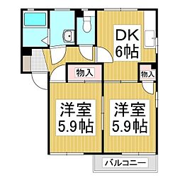 メイゾンアプリコットA 2DKの間取図画像