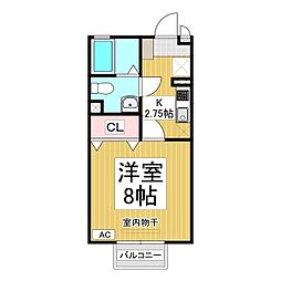 セジュールなつめ 1Kの間取図画像