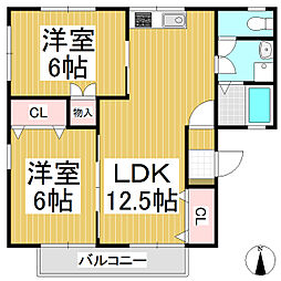 フォーダイアモンズタウンC 2LDKの間取図画像