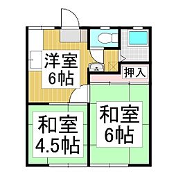 パナハイツ船山A 2Kの間取図画像