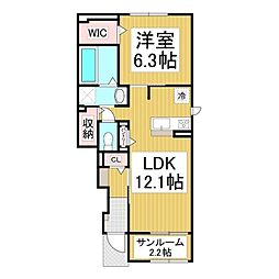 ブライトガーデン 1LDKの間取図画像