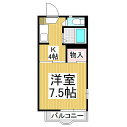 バルコリーヌ三本柳 1Kの間取図画像