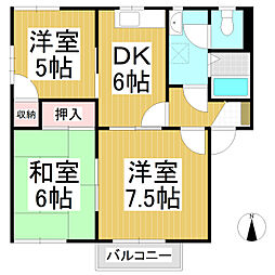 グリーンタウンセンダA 3DKの間取図画像