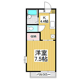 ベルメゾン安茂里 1Kの間取図画像