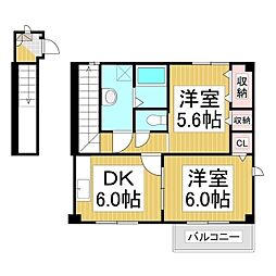 レインボーマウンテン 2DKの間取図画像