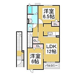 フランA 2LDKの間取図画像