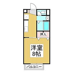 サプリング上山田B 1Kの間取図画像