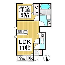 カーサパトリア D棟 1LDKの間取図画像