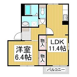 フレグランスこんどうB 1LDKの間取図画像