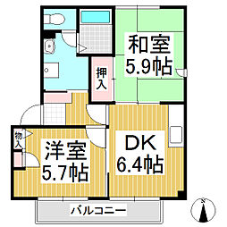 サンライズ21A 2DKの間取図画像