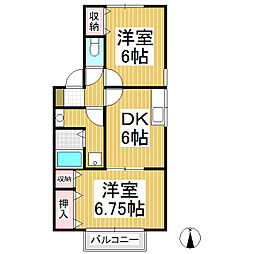 セジュール大塚 2DKの間取図画像
