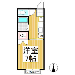 プルームセトウル 1Kの間取図画像