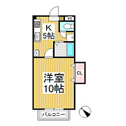 第1サンハイツ 1Kの間取図画像