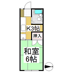 オーロラ上田 1Kの間取図画像