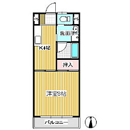 メゾン常入2 1Kの間取図画像