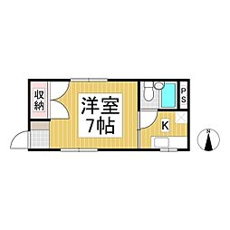 ヴィーナス 1Kの間取図画像