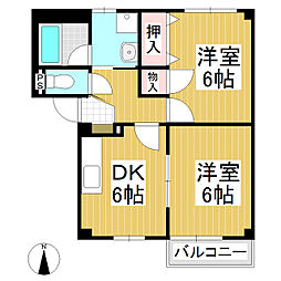サープラス田島 2DKの間取図画像