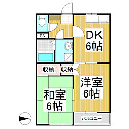 ラベンダーハウス 2DKの間取図画像