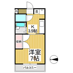 Maメゾン 1Kの間取図画像