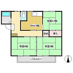 古里ハイツ 3DKの間取図画像