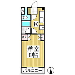 ブルースカイ 1Kの間取図画像