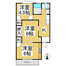 サンリバーサイド2 3Kの間取図画像