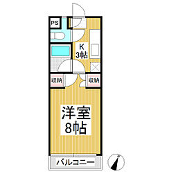 コーポスカイヒル 1Kの間取図画像