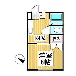 スカイラークヒル 1Kの間取図画像