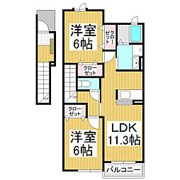 パルティール 2LDKの間取図画像