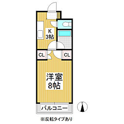 パークタウン小諸B 1Kの間取図画像