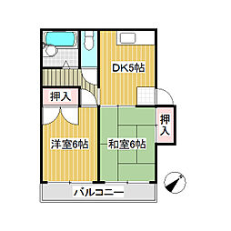 ガーデニアハイツ 2DKの間取図画像