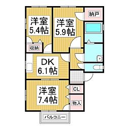 ディアスウィンドウ 3DKの間取図画像