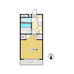キャッスルヨシカワB 1Kの間取図画像