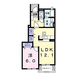 カーサアダージョ 1LDKの間取図画像