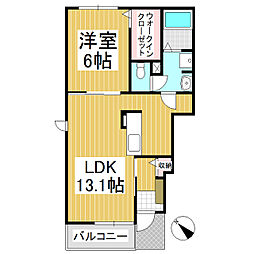 エルヴィータS 1LDKの間取図画像