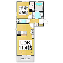 ラフィーネ  ｜ 長野県長野市宮沖（賃貸アパート1LDK・3階・40.84㎡） その2