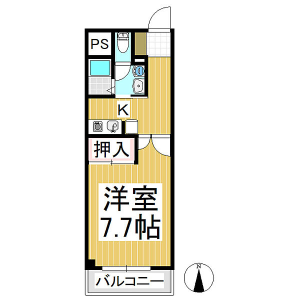 ルート南向　Ｂ棟 ｜長野県長野市大字高田(賃貸マンション1K・1階・28.00㎡)の写真 その2