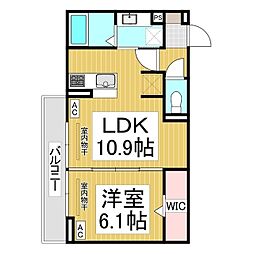 トリシア東口 1LDKの間取図画像