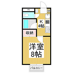パークサイド栗田B 1Kの間取図画像