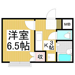 ハイツ静學 1Kの間取図画像