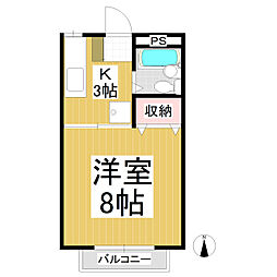 サンシティ箱清水 1Kの間取図画像
