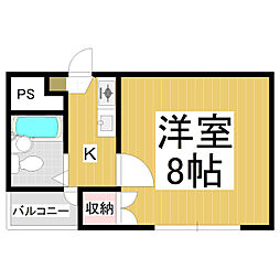 コーポウエスト1 1Kの間取図画像