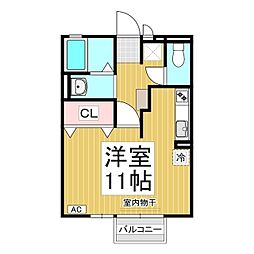 藤LindenB ワンルームの間取図画像