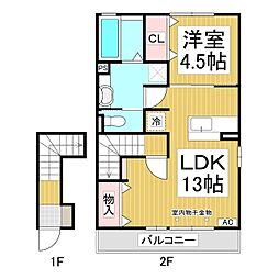 セジュールユウト 1LDKの間取図画像